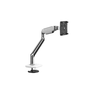 M2.1 Monitorarm met schroefboutbevestiging, gepolijst aluminium met witte rand