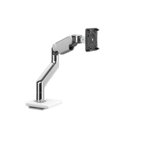 M8.1 Monitorarm met Schuifbladklem, 18 mm, gepolijst aluminium met witte rand