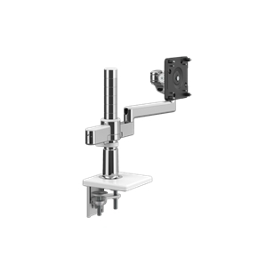 M/Flex with M2.1 Monitor Arm with Clamp Mount Base, Polished Aluminium with White Trim