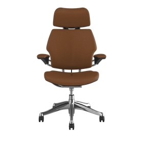 Freedom bureaustoel met hoofdsteun, Corvara Saddle/Tan, gepolijst aluminium met Graphite details op het frame Picture 2