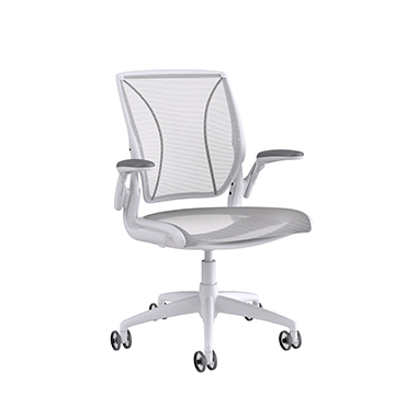 Diffrient World stoel, rugleuning en zitting in Pinstripe White