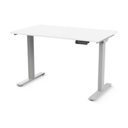 EFloat Go 2.0, 584 mm x 1168 mm Wit gelamineerd werkblad en zilverkleurig frame