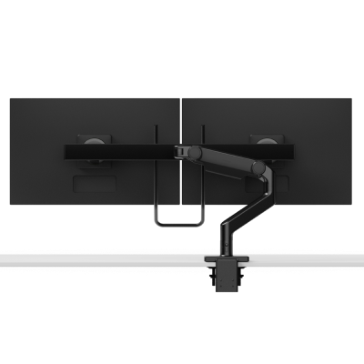 M8.1 dubbele monitorarm, dwarsbalk met handgreep, gehoekte/dynamische verbindingen, grijs 100 x 100 mm VESA